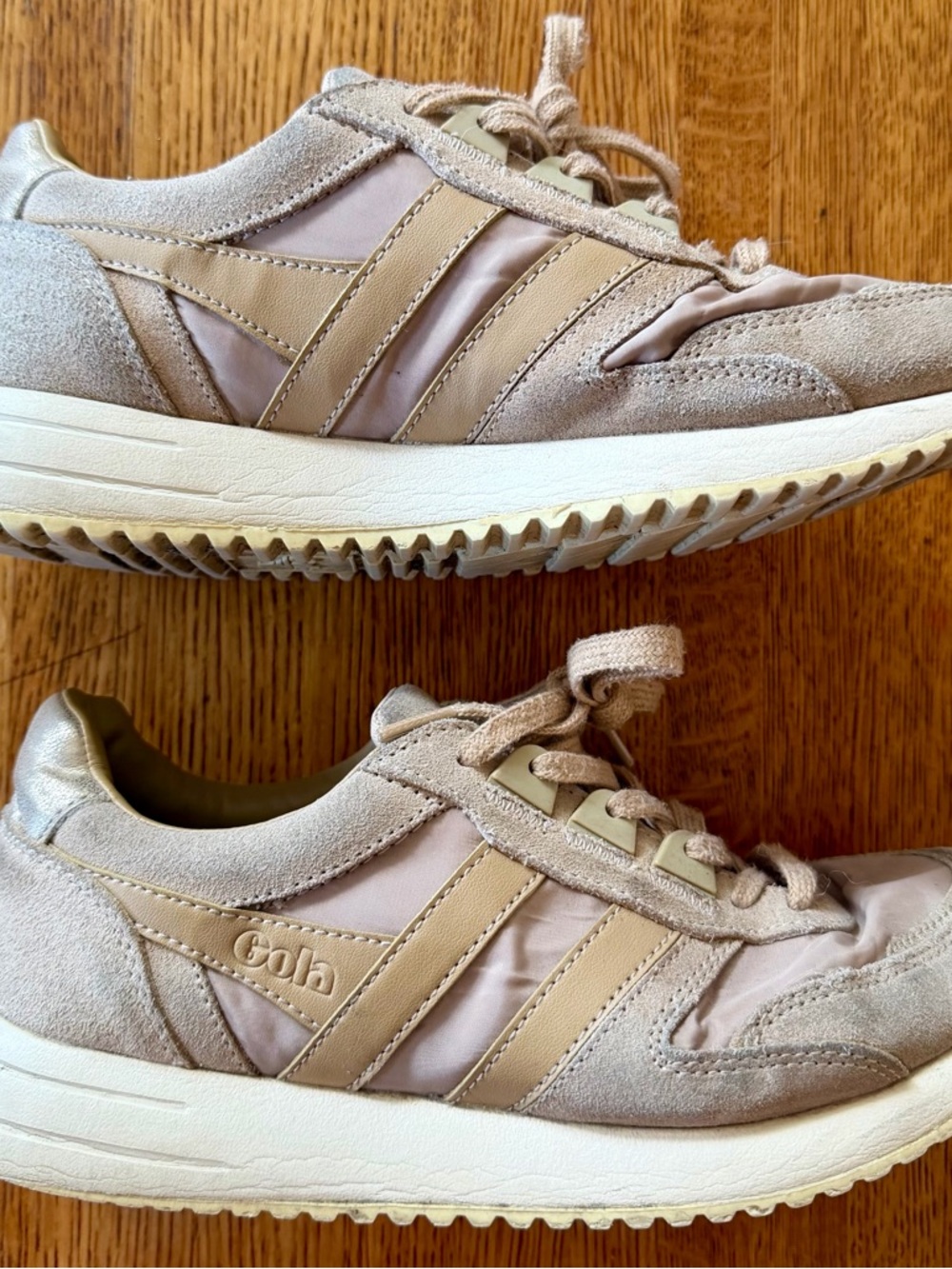Gola Chicago Glimmer Sneakers Beige Suede Nylon Women’s US 6